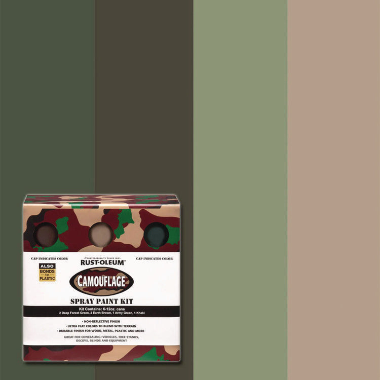 Camouflage 2X Ultra Cover Assorted Spray Paint Kit, Assorted Colors, 12 oz Aerosol Can, 6/Carton