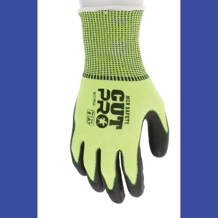 Cut Pro 9277PU Gloves, 10" Long, Large, Black/Lime, 12 Pairs