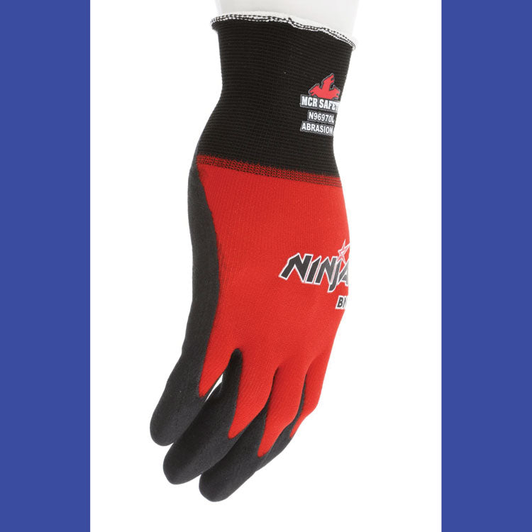 Ninja BNF N96970 Gloves, 10" Long, Small, Black/Red, 12 Pairs