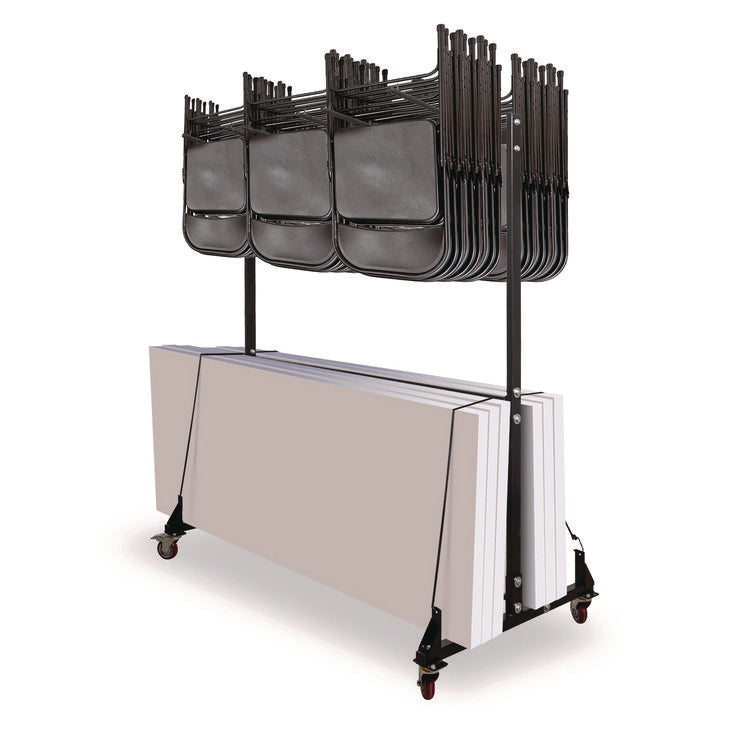 Folding Chair and Table Combo Cart, Metal, 600 lb Capacity, 33.7 x 65 x 67, Black