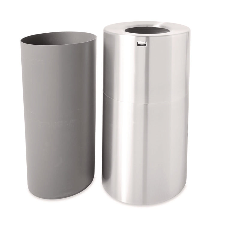 Atrium Aluminum Container with Liner, 35 gal, Aluminum, Satin Aluminum