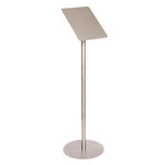 Floor Sign Display with Rear Literature Pocket, 8.5 x 11 Insert, 45" Tall, Silver