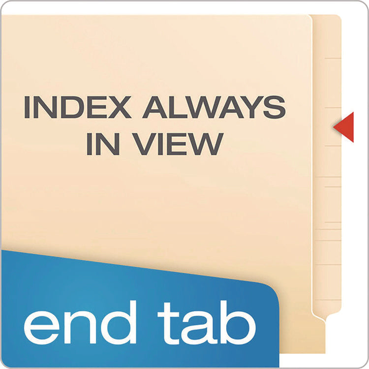 SmartShield End Tab Fastener Folders, 1 Fastener, Letter Size, Manila Exterior, 50/Box
