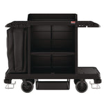 Standard Housekeeping Cart, Plastic, 1 Shelf, 24" x 62.13" x 49.75", Black