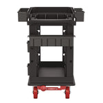 Heavy Duty Plus Utility Cart, Plastic, 2 Shelves, 6 Bins, 500 lb Capacity, 19.5" x 41.78" x 34.81", Black