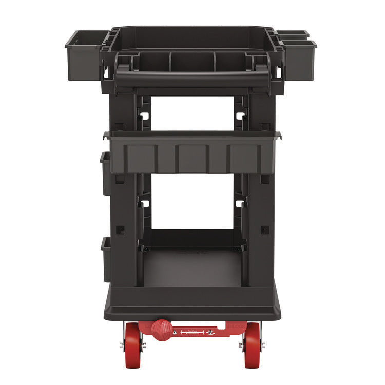 Heavy Duty Plus Utility Cart, Plastic, 2 Shelves, 6 Bins, 500 lb Capacity, 19.5" x 41.78" x 34.81", Black