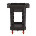 Heavy Duty Plus Utility Cart, Plastic, 2 Shelves, 6 Bins, 500 lb Capacity, 19.5" x 41.78" x 34.81", Black