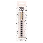Carpe Diem Metal Gel Pen, Stick, Medium 0.7 mm, Black Ink, Black/White Check Barrel, 6/Pack