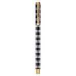 Carpe Diem Metal Gel Pen, Stick, Medium 0.7 mm, Black Ink, Black/White Check Barrel, 6/Pack