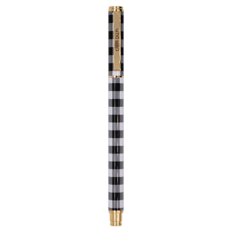 Carpe Diem Metal Gel Pen, Stick, Medium 0.7 mm, Black Ink, Black/White Check Barrel, 6/Pack