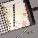 Carpe Diem Metal Gel Pen, Stick, Medium 0.7 mm, Black Ink, Black/White Check Barrel, 6/Pack