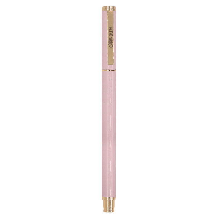 Carpe Diem Metal Gel Pen, Stick, Medium 0.7 mm, Black Ink, Pink Barrel, 6/Pack
