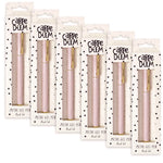 Carpe Diem Metal Gel Pen, Stick, Medium 0.7 mm, Black Ink, Pink Barrel, 6/Pack