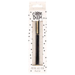 Carpe Diem Metal Gel Pen, Stick, Medium 0.7 mm, Black Ink, Black Barrel, 6/Pack