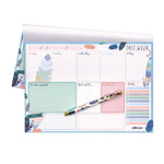 Weekly Planner Pad, Feathers, 11.7 x 8.3, Blue/Cream/Pink Cover, 12-Month, Undated, 6/Pack
