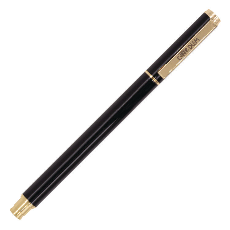 Carpe Diem Metal Gel Pen, Stick, Medium 0.7 mm, Black Ink, Black Barrel, 6/Pack