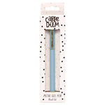 Carpe Diem Metal Gel Pen, Stick, Medium 0.7 mm, Black Ink, Blue Barrel, 6/Pack