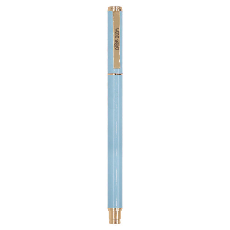 Carpe Diem Metal Gel Pen, Stick, Medium 0.7 mm, Black Ink, Blue Barrel, 6/Pack