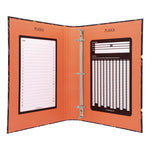 Rollbound Binder, 3 Rings, 1" Capacity, 11 x 8.5, Black/Yellow/Orange/Blue
