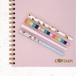 Carpe Diem Ballpoint Pen, Stick, Medium 0.7 mm, Black Ink, Assorted Ditzy Floral Barrel Patterns 4 Pens/Pack, 6 Packs/Box