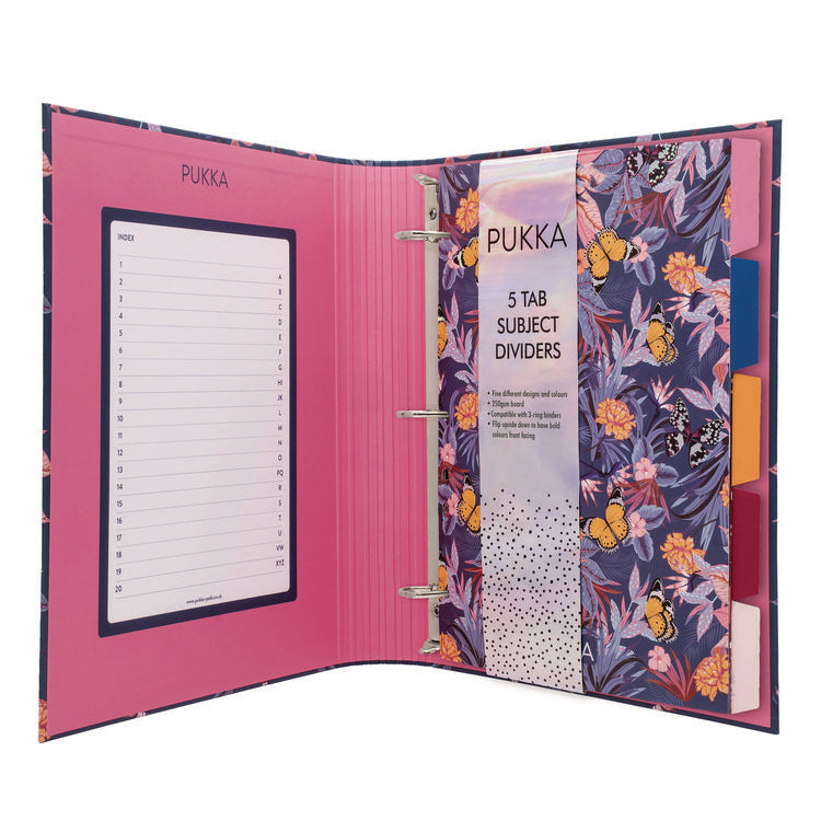Rollbound Binder, 3 Rings, 1" Capacity, 11 x 8.5, Blue/Pink/Yellow
