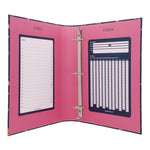 Rollbound Binder, 3 Rings, 1" Capacity, 11 x 8.5, Blue/Pink/Yellow