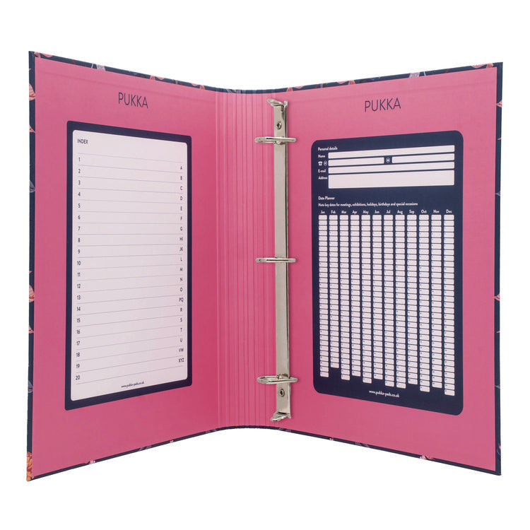 Rollbound Binder, 3 Rings, 1" Capacity, 11 x 8.5, Blue/Pink/Yellow