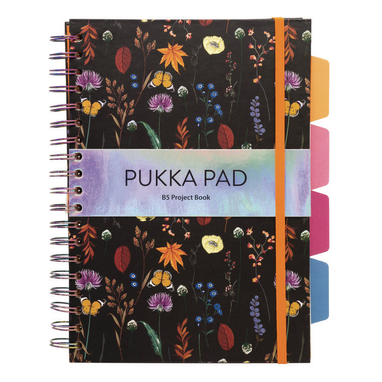 B5 Size Project Book, 4-Subject, Medium/College Rule, Assorted Blum Floral Cover Designs, (100) 9.8 x 6.9 Sheets, 3/Pack