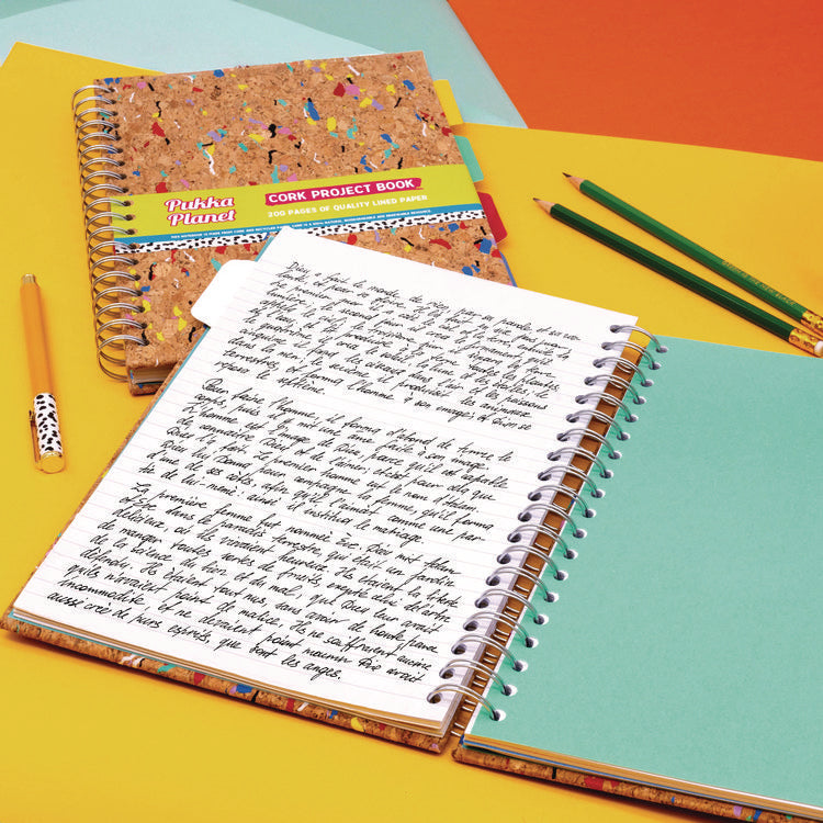 B5 Size Eco Project Book, 4-Subject, Medium/College Rule, Tan/Multicolor Cover, (100) 9.8 x 6.9 Sheets