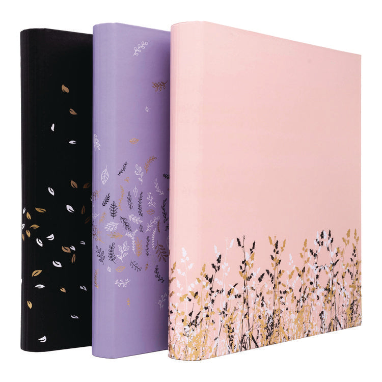 Rollbound Binder, 3 Rings, 1" Capacity, 11 x 8.5, Lilac/Black/Gold/White