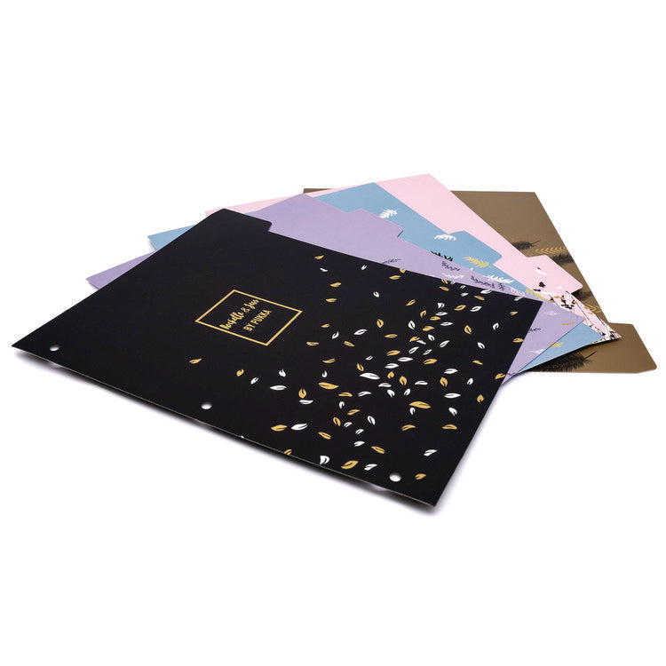 Rollbound Binder, 3 Rings, 1" Capacity, 11 x 8.5, Pink/Gold/Black/White