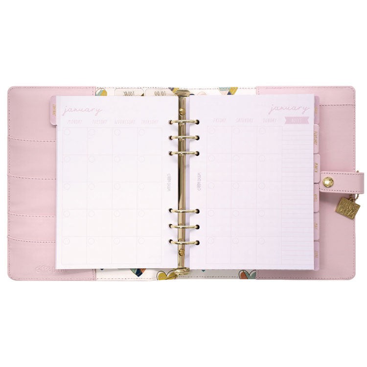 A5 Planner, 10.24 x 9.25, Pink Cover, 12-Month