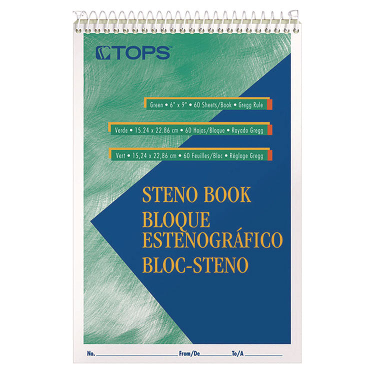 Gregg Steno Pads, Gregg Rule, 60 Green-Tint 6 X 9 Sheets