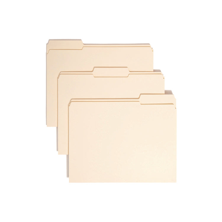 Reinforced Tab Manila File Folders, 1/3-Cut Tabs: Assorted, Letter Size, 0.75" Expansion, 11-pt Manila, 100/Box