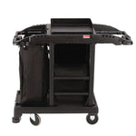 Compact Standard Housekeeping Cart, Plastic, 1 Shelf, 23.25" x 53.18" x 46.57", Black