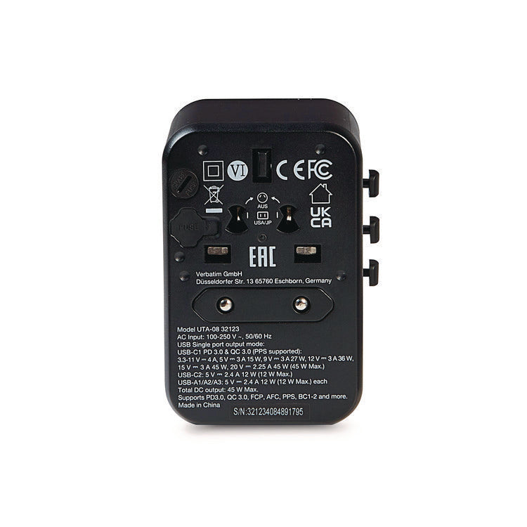 UTA-08 Universal Travel Adapter, (3) USB-A/(3) USB-C