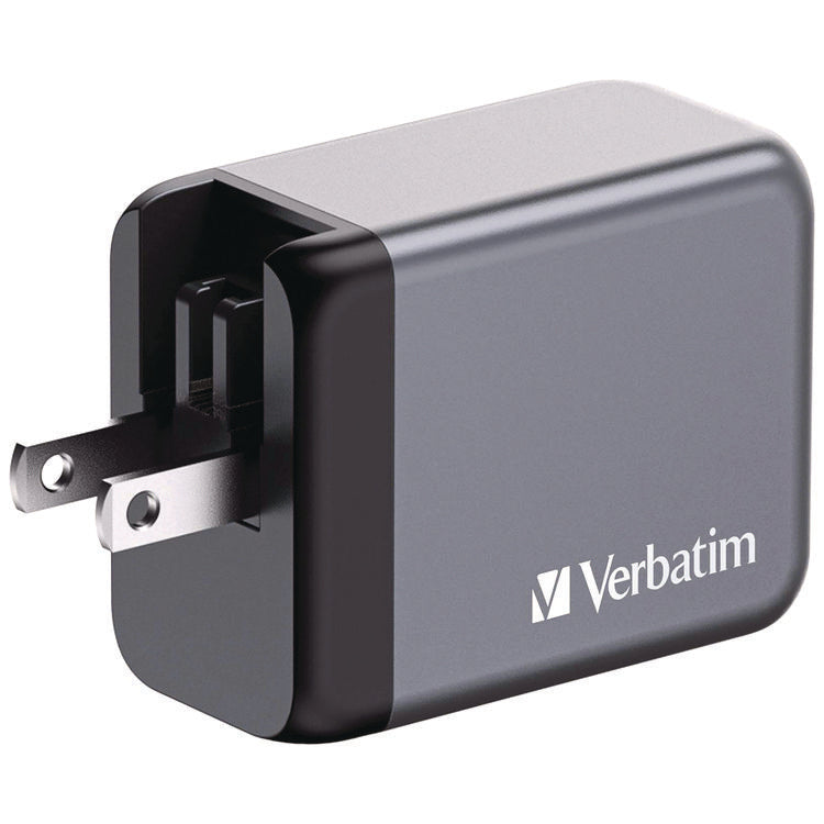 65 W 3-Port GaN Wall Charger, Black/Gray