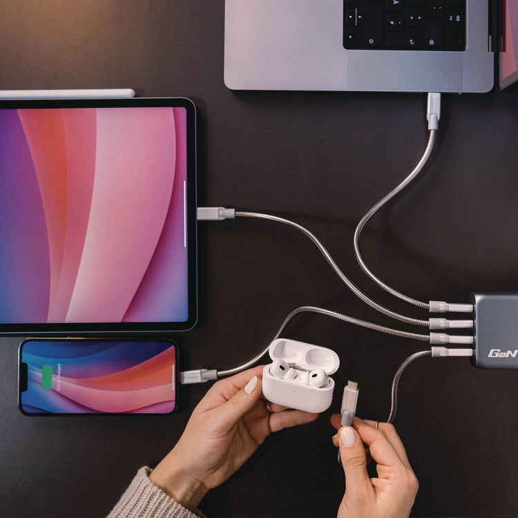 100 W 4-Port GaN Wall Charger, Black/Gray