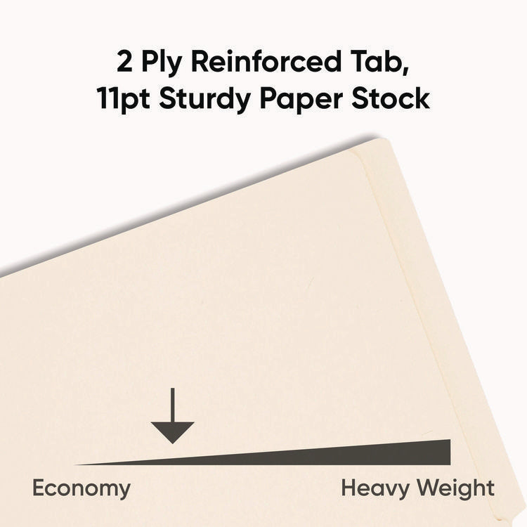 End Tab Fastener Folders with Reinforced Straight Tabs, 11-pt Manila, 2 Fasteners, Letter Size, Manila Exterior, 50/Box