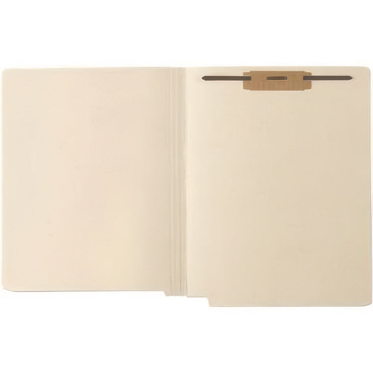 Heavy-Duty End Tab Fastener Folders, 0.75" Expansion, 1 Fastener, Letter Size, Manila Exterior, 50/Box