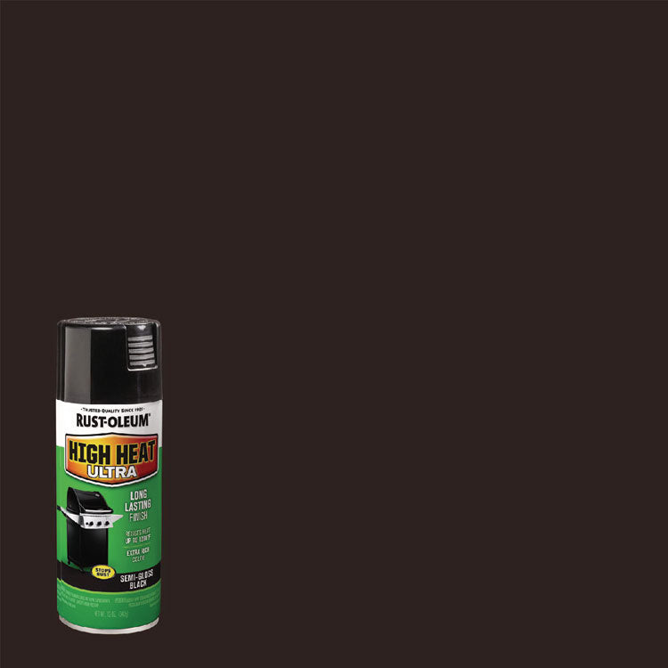 High Heat Enamel Spray Paint, Semi-Gloss Black, 12 oz Aerosol Can, 6/Carton