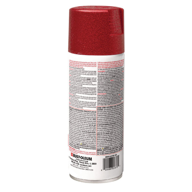 Specialty Glitter Spray Paint, Glitter Red, 10.25 oz Aerosol Can, 6/Carton