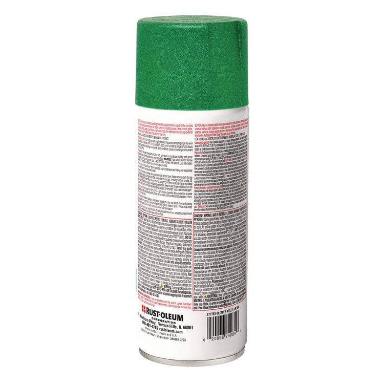 Specialty Glitter Spray Paint, Glitter Kelly Green, 10.25 oz Aerosol Can, 6/Carton
