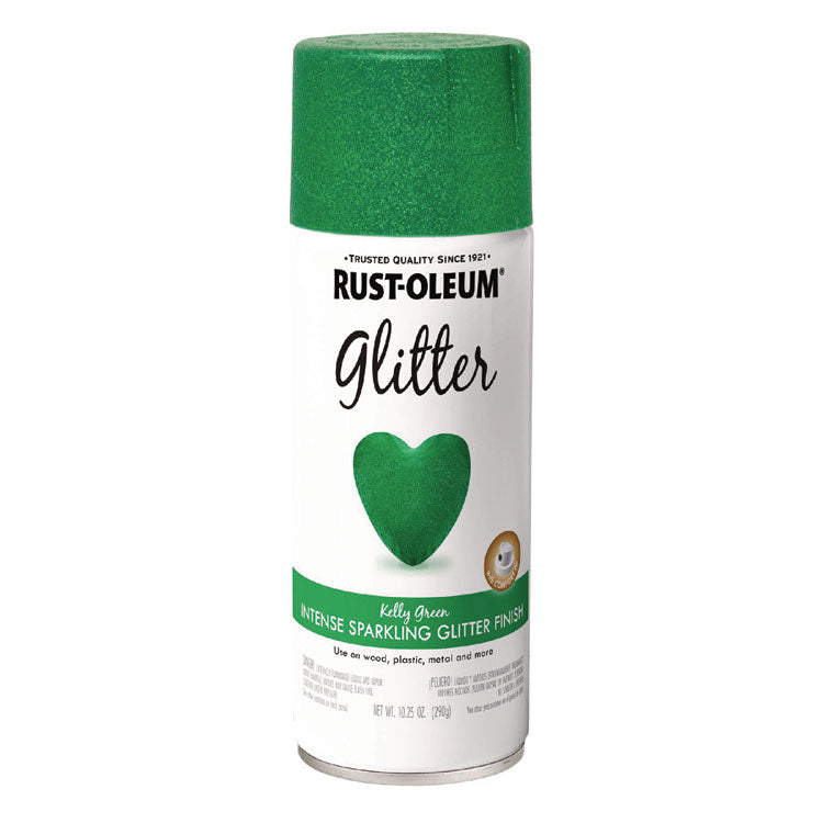 Specialty Glitter Spray Paint, Glitter Kelly Green, 10.25 oz Aerosol Can, 6/Carton