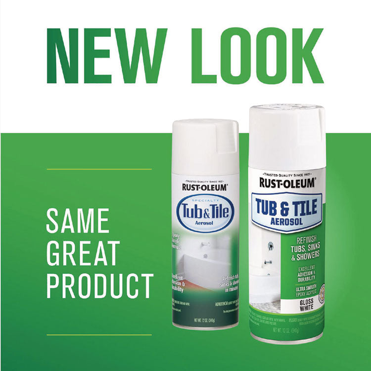 Specialty Tub and Tile Spray, Gloss White, 12 oz Aerosol Can, 6/Carton