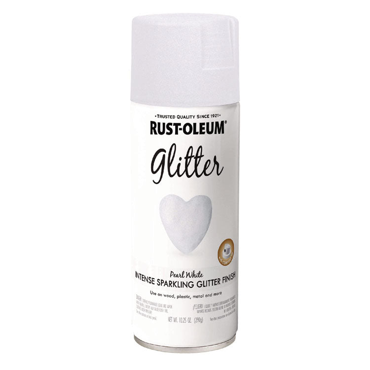 Specialty Glitter Spray Paint, Glitter White, 10.25 oz Aerosol Can, 6/Carton