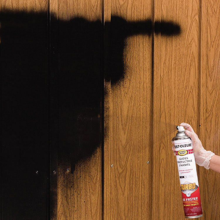 Stops Rust Turbo Spray, Gloss Black, 24 oz Aerosol Can, 6/Carton