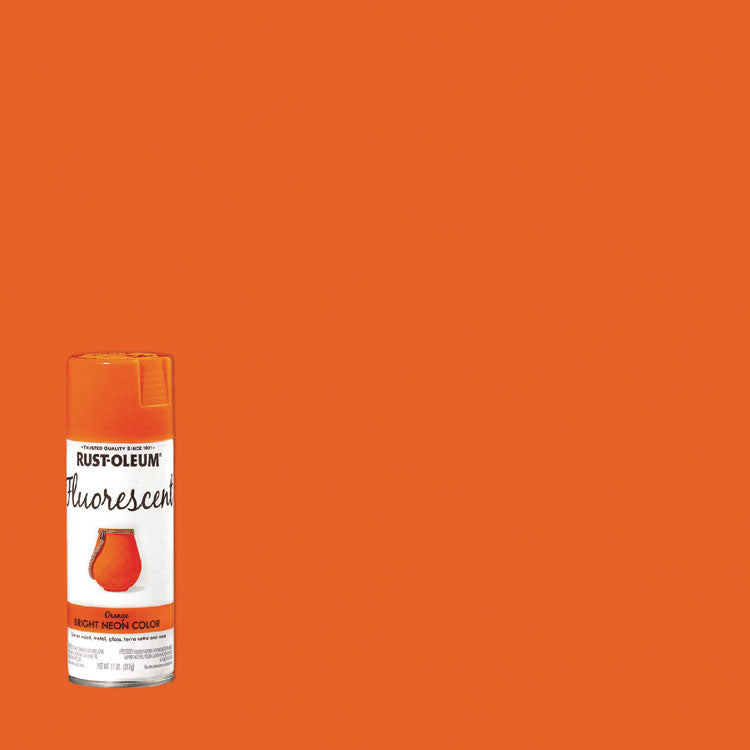 Specialty Fluorescent Spray Paint, Flat Fluorescent Orange, 11 oz Aerosol Can, 6/Carton
