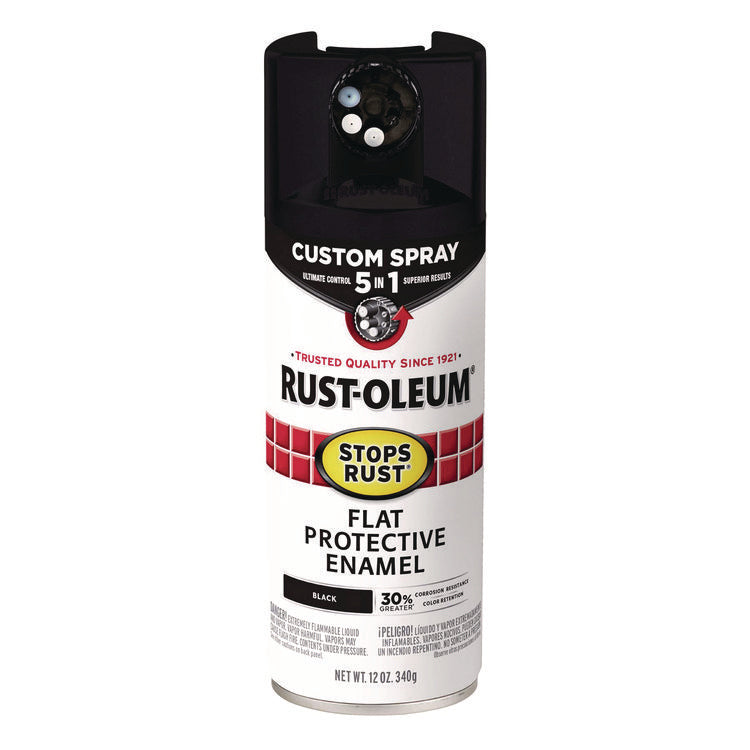 Stops Rust 5-in-1 Spray Paint, Flat Black, 12 oz Aerosol Can