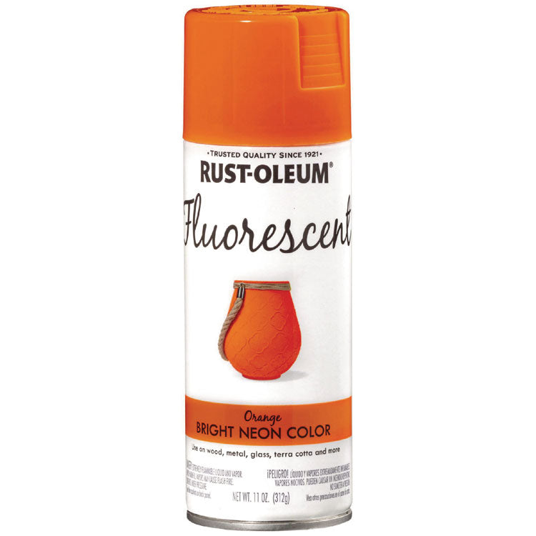 Specialty Fluorescent Spray Paint, Flat Fluorescent Orange, 11 oz Aerosol Can, 6/Carton